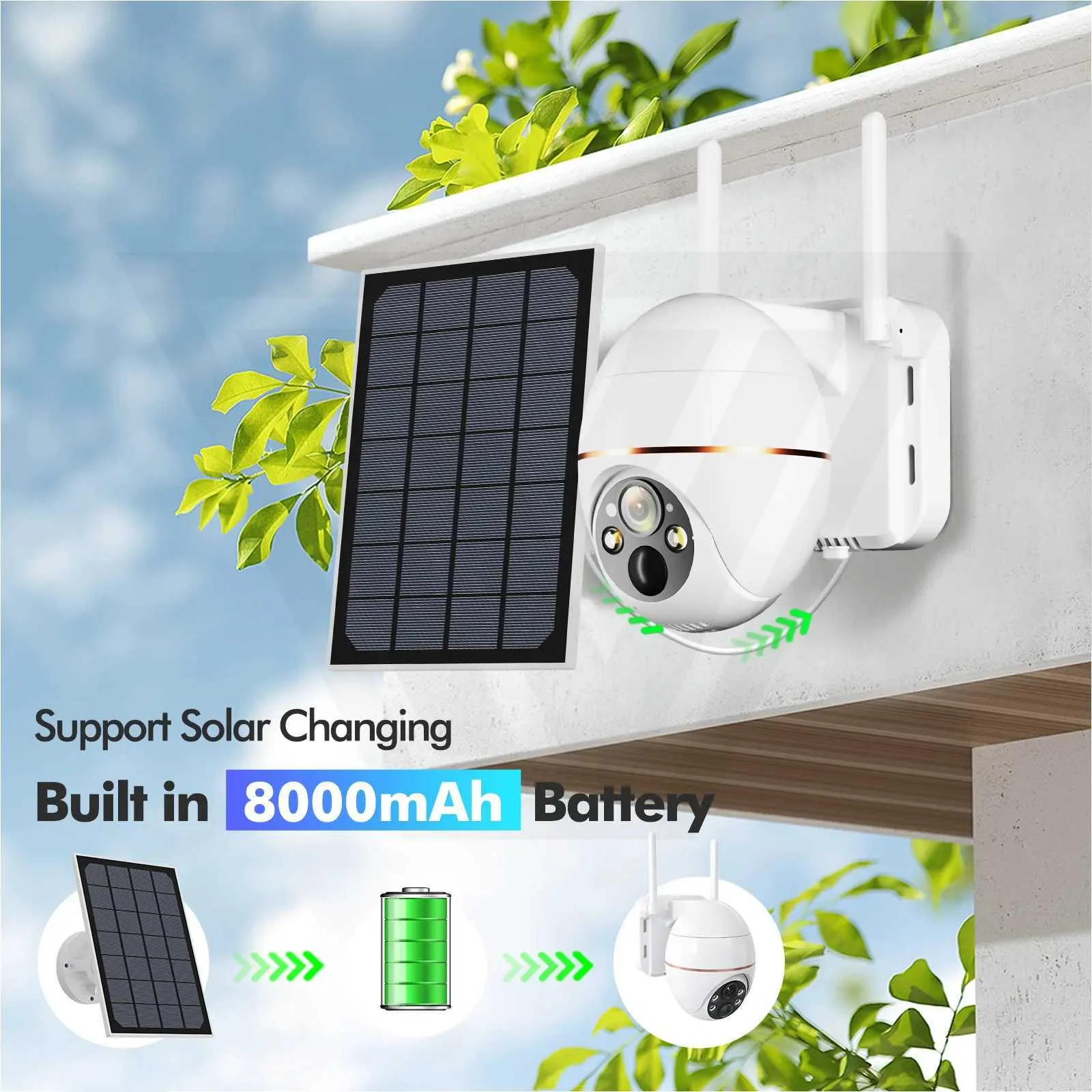 IP -kameror 5MP Solar WiFi IP -kamera 8000mAh Battery PTZ Surveillance Cameras Wireless PIR Human Tracking CCTV Outdoor HD Waterproof 5x Zoom 240414