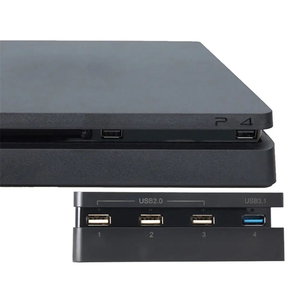 Adaptador PS4 Slim estende acessórios de adaptador USB para a estação de jogo 4 Slim Console USB Hub 3.0 Porta de alta velocidade 2.0 USB para PlayStation 4