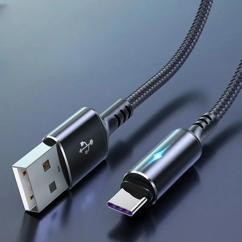 Новый 2024 5A USB Type C Кабельный мобильный телефон Мобильный телефон быстро зарядка Type-C для Samsung S22 S21 Xiaomi Mi 12 Pro 11 Redmi 2M 3M для