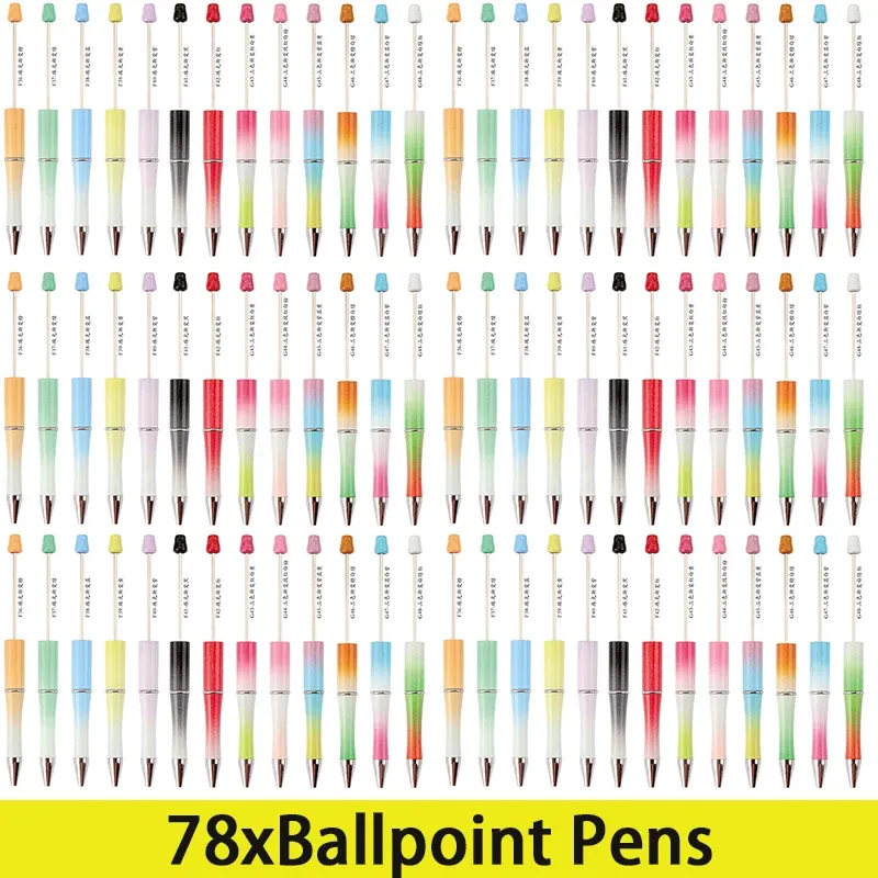 Pennen 78pcs Beadable Pens Bead Ballpoint Pennen Garned Pennen Craft Pen Gift Supplies For Kids Students Office School Diy Pen Making