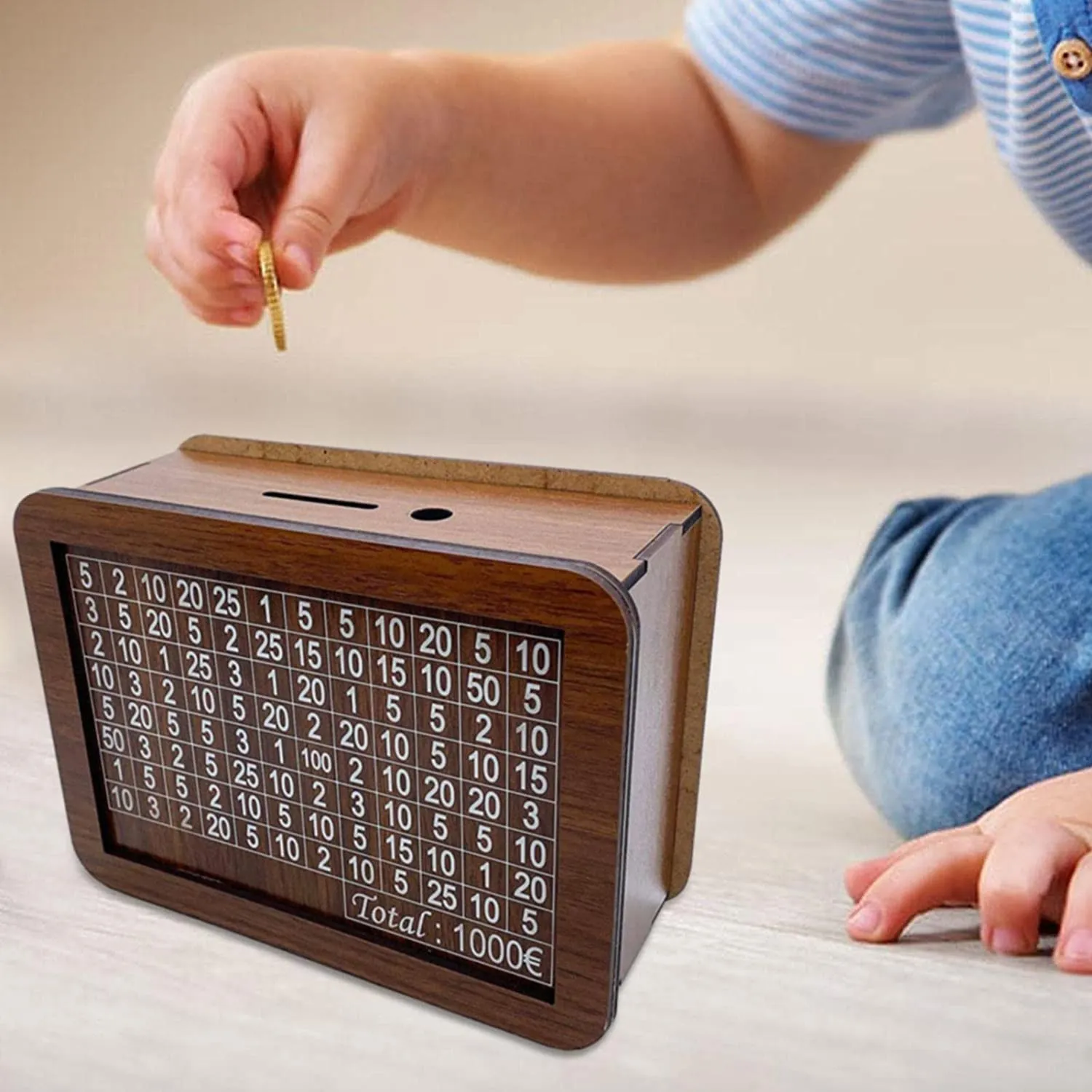 Tirelire Japonaise 10000 Euros En Bois - Compteur D'Épargne Avec Marqueur - Objectif Économie Ludique