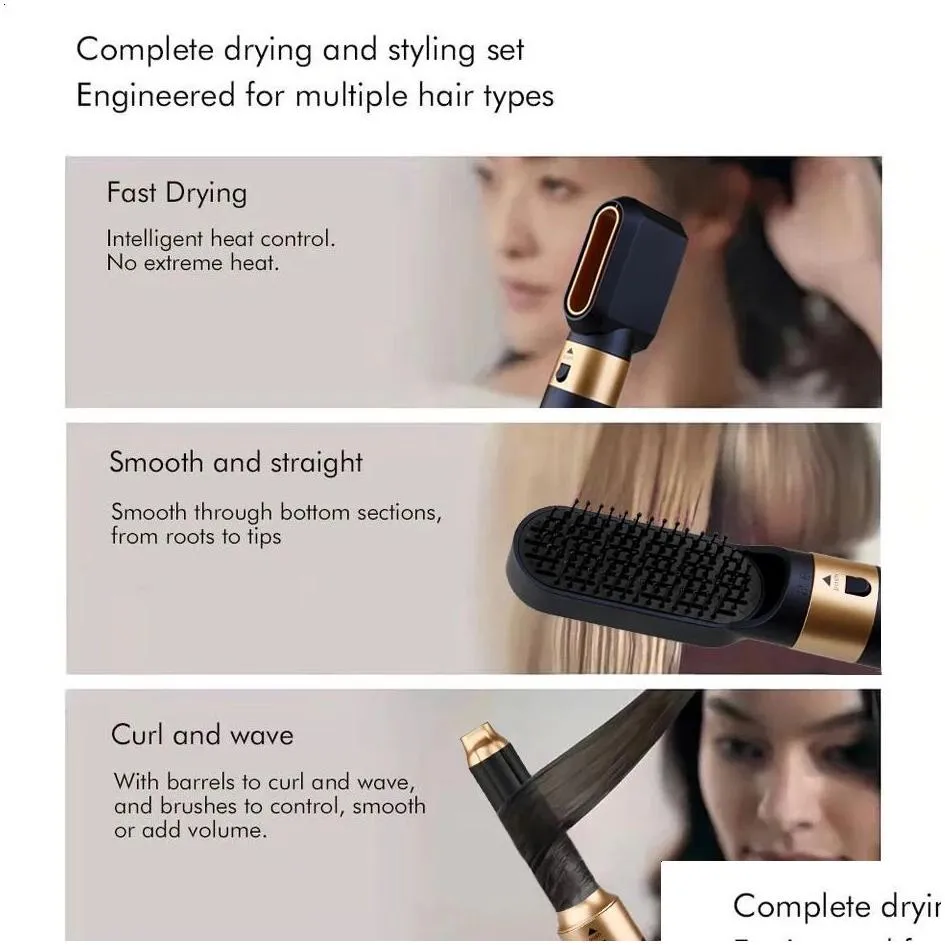 Saç kurutucu kurutucu MTI Styler 5 in1 kıvrık demir düzleştirici, düşme dağıtım ürünleri için fırça saç kurutma makinesi ile bakım stil araçları dhc4c