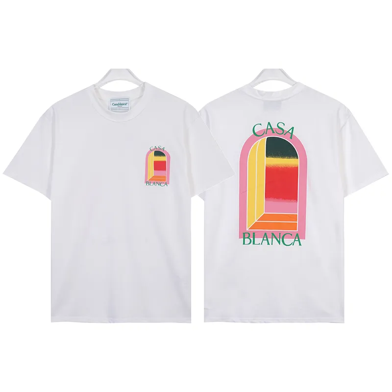 Camiseta de diseño Casablanca Camiseta Fashion Fashion Mas's Camiseta Camiseta callejera Camiseta para hombres Club de tenis de manga corta Camisa Casablanca Camisa de lujo europea y tala de EE. UU.