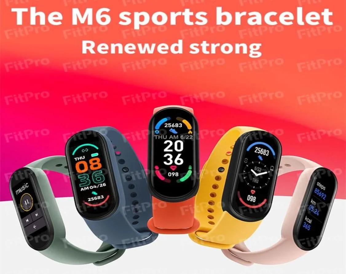 Color Band M6 Smart Watch Bracelet Moniteur de pression artérielle Fitness Écran de couleur montre intelligente horloge intelligente heures pour xiaomi4950133