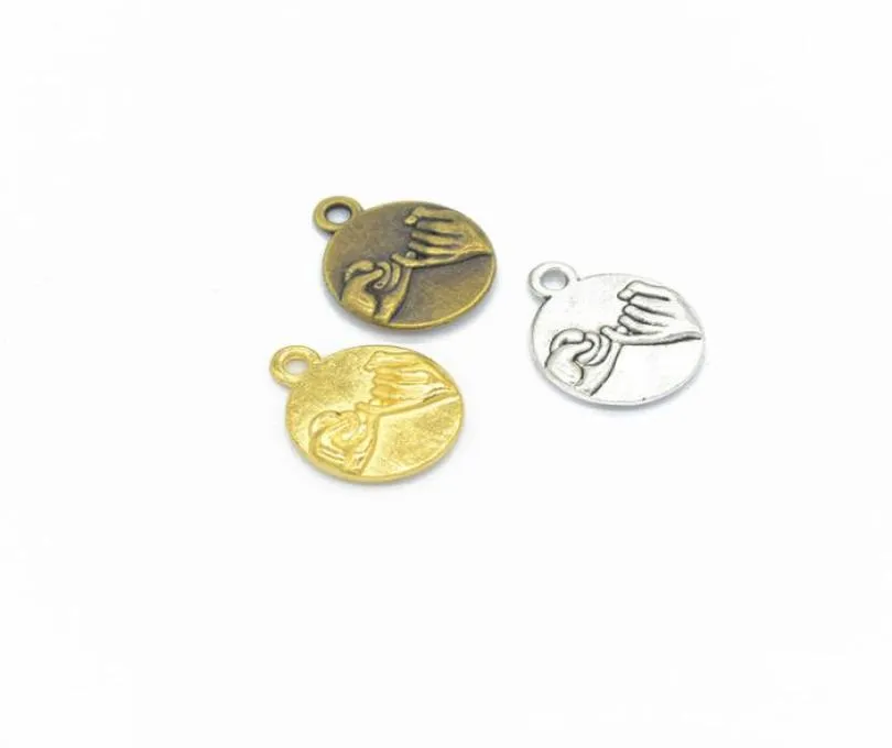 200 % Pinky belofte Charms Gold Silver Bronze Assortment Friendship Charms Friend Fidelity Charm Jewelry Craft Supplies ABou2391220