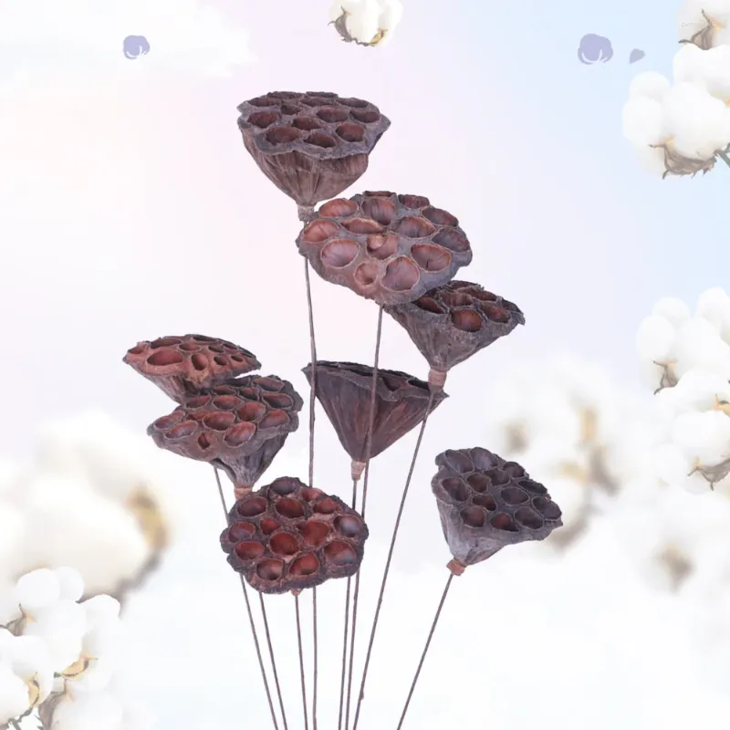 Dekoracyjne kwiaty stylowe wysuszone łodygi naturalny mini lotos sztuczny na dom domowy ozdoby DIY Dekoracja rzemieślnicza bawełna