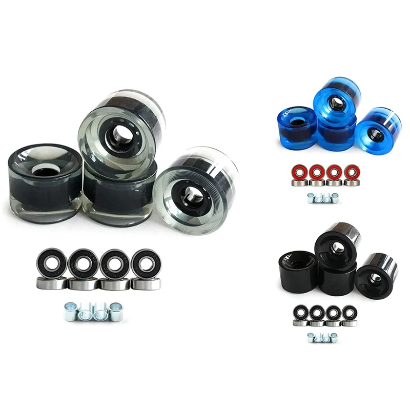Set De Roues Longboard 60x45mm 78A – Avec Roulements ABEC-9 Et Entretoises – Rouge (lot Complet)
