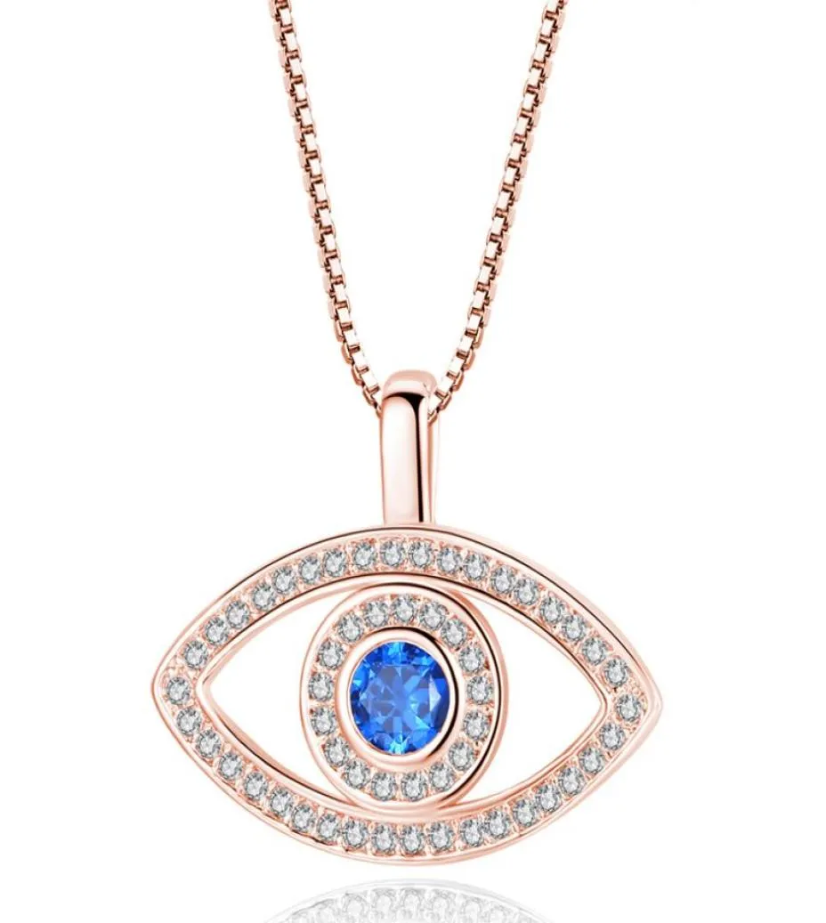 Голубое злой глазное подвесное ожерелье роскошное хрустальное ожерелье CZ Cz Clabice Silver Rose Gold Ювелирные изделия третьи глаза мода мода Birt5892450