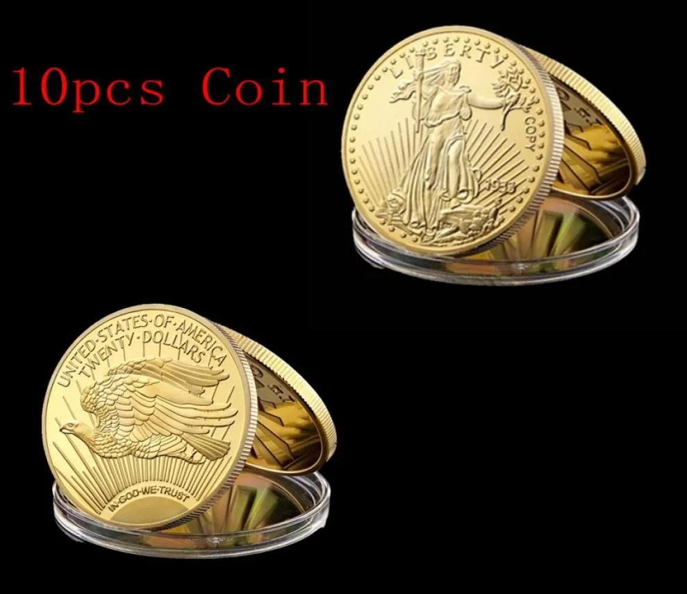 10pcs 1933 Liberty Gold Coins Craft Craft America of God we Trust Challenge Challenge Mint Coin3939860