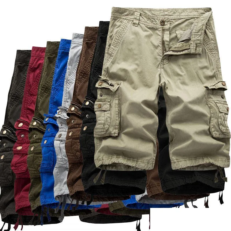 Pantalon masculin pour hommes shorts de cargaison masculine armée militaire tactique homme décontracté solide mtipocket mâle plus taille de gouttes