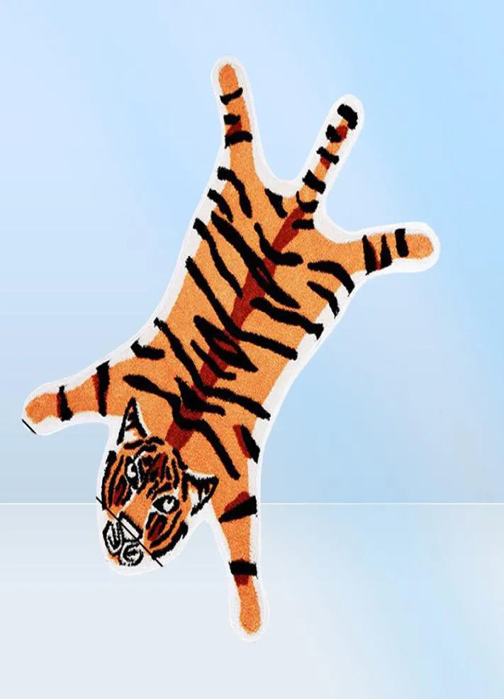 Miracille Cartoon Tiger Imprimé tapis non glissant Animaux de galise pour la maison Mat de porte du salon Absorption d'eau de bain 2102015566456