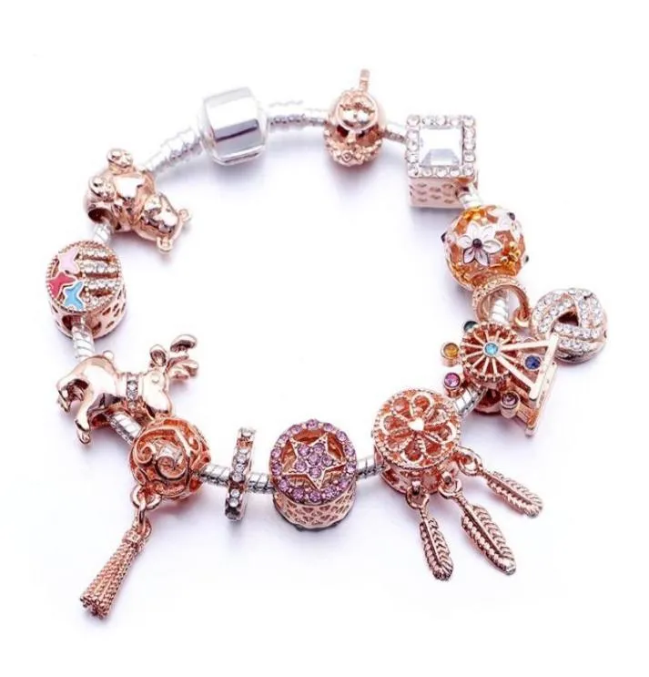 Nouveau 2021 Spring Rose Gold DIY Perles Bangles Valentine039 Day Bracelet Romantic Girlss Freinds Accessoires Bracelet pour WO5782200730