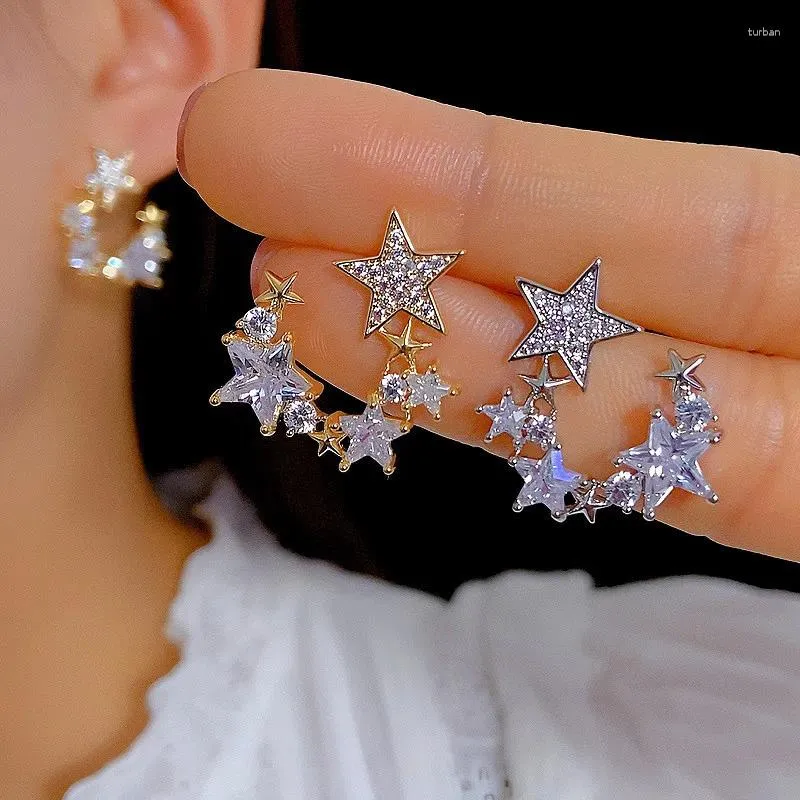 Gestüt Ohrringe Xuye Summer Fashion Sweet Statement Zirkonia Stars S925 Silbernadel Elegantes Temperament Luxusschmuck