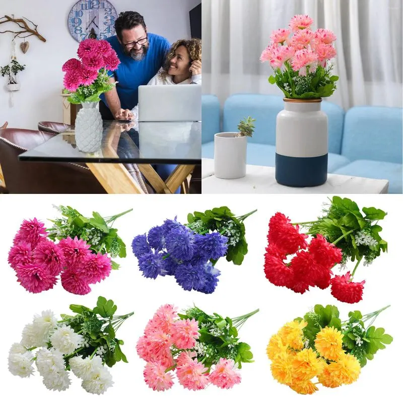 Decorative Flowers Artificial Chrysanthemum Bouquet Plastic Flower Sacrificial Decoration Silk