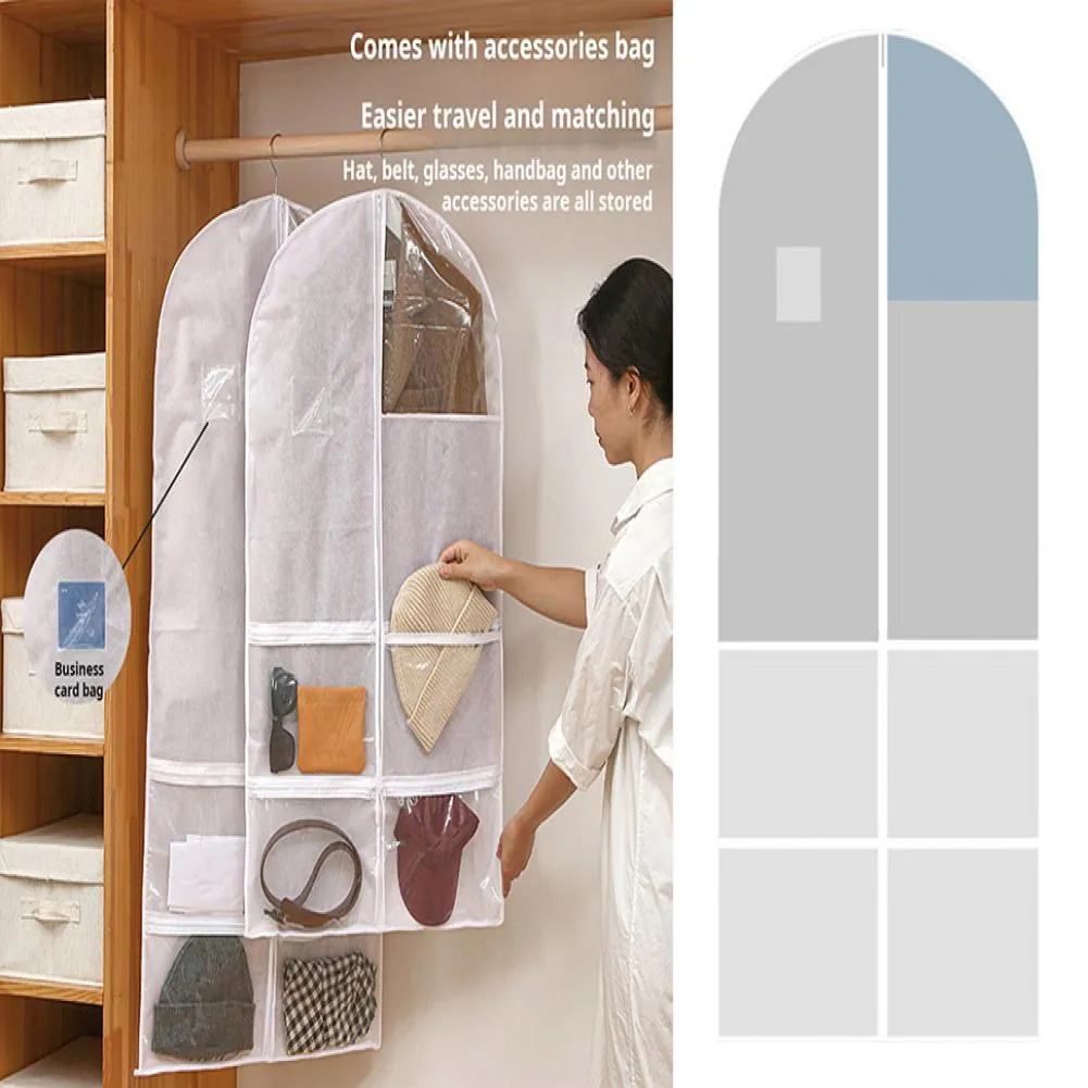 STORAGEIDEAS Garment Bags For Hanging Clothes - Long Dust Cover With Clear Window, Beige, 1 Pack - View #9