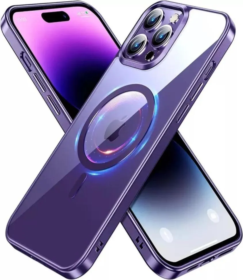 Luxury Electricating Magnetic Cases iPhone14 Transparent trådlös snabbladdning för iPhone 14 13 12 11 Pro Max Mini XS XR8339117