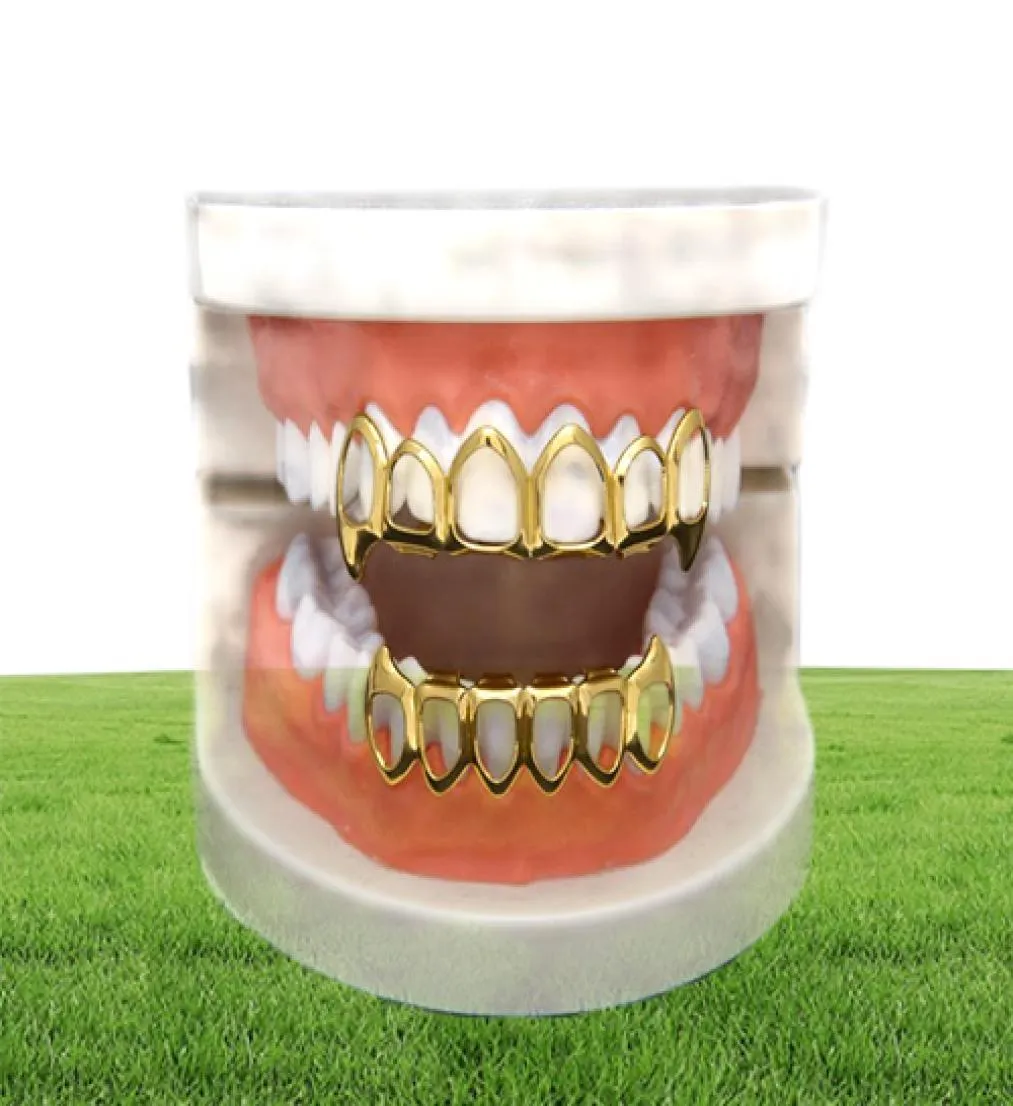 Dentes de hip hop Grillz Conjunto de dente de ouro prateado tampas inferiores punk punk grades dentários para homens homens jóias corporais cosplay 7065908