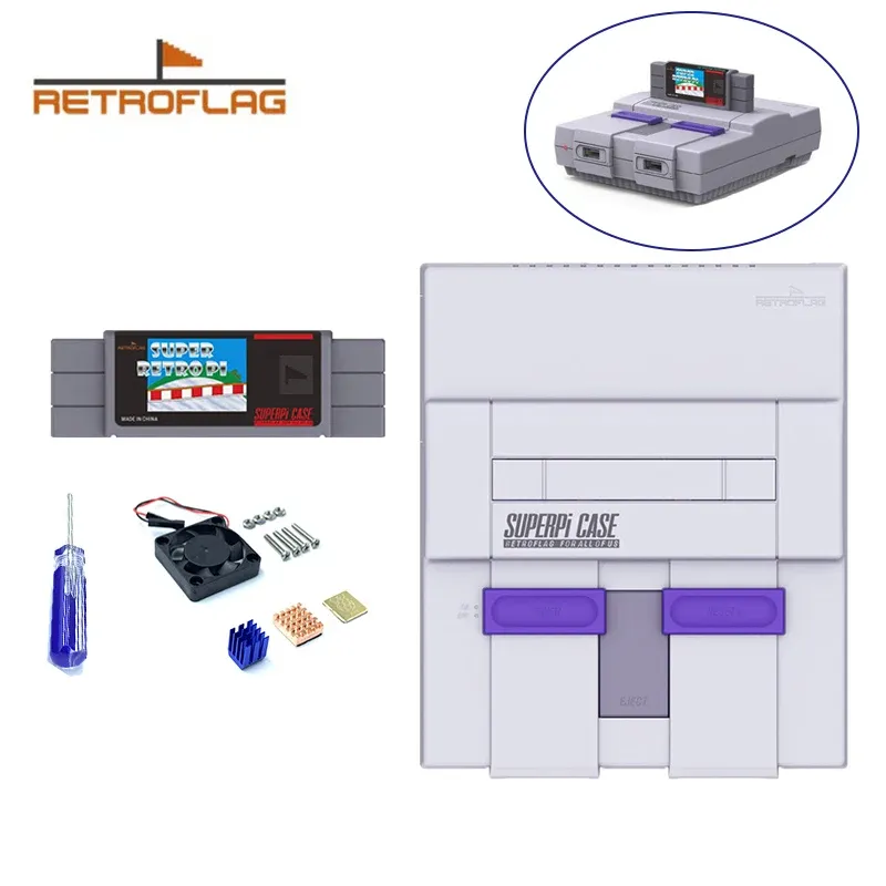 Tillbehör Retroflag Superpi Caseu Raspberry Pi Case Nespi -fall med säker avstängning och original USB -gamepad för Raspberry Pi 3 B+ (B Plus)