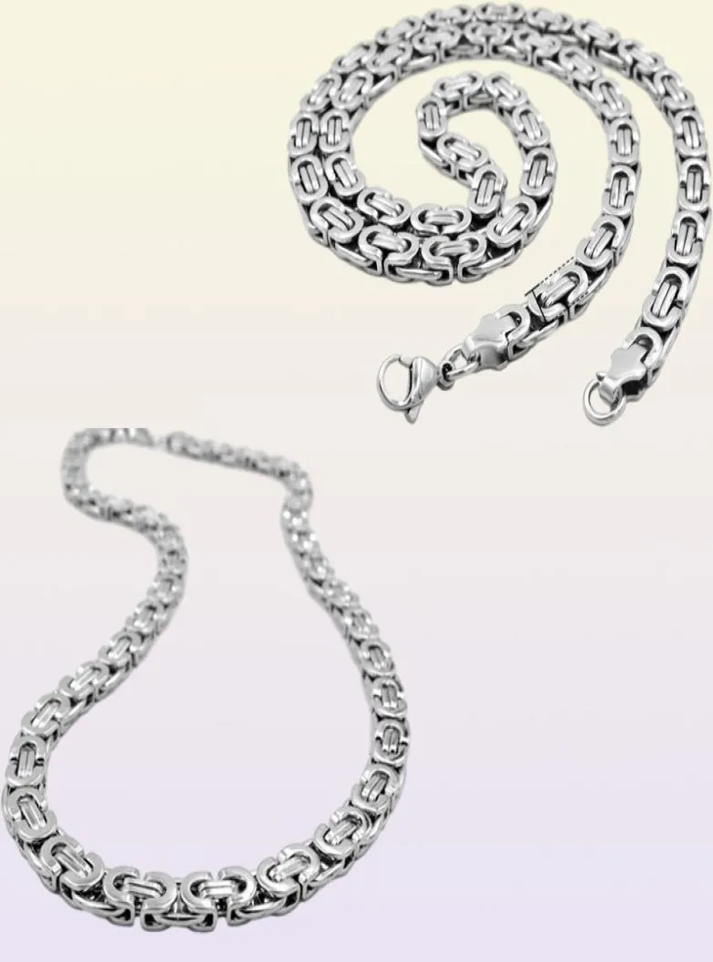 Rostfritt stål halsband byzantin länk silverkedja män kvinnor halsband mode unisex tjocka silver halsband bredd 6mm 8mm 19201022