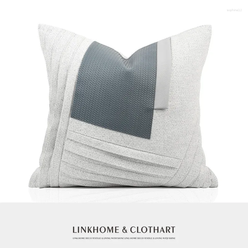 Kudde Nordic Cotton Leather Patchwork Cover Set For Living Room Original Designer Throw Square Sofa Pillows 45x45cm
