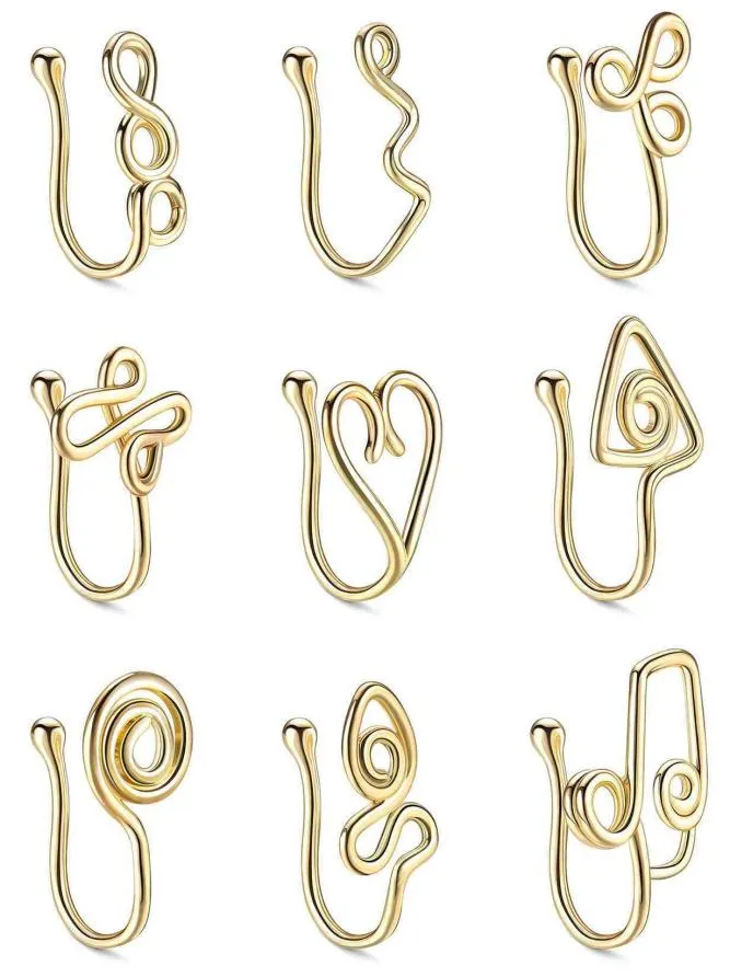 Fake Nose Rings Septum Jewelry GoldSilver Nose Cuff Non Piercing Clip On Faux Ring For Women Men1386133