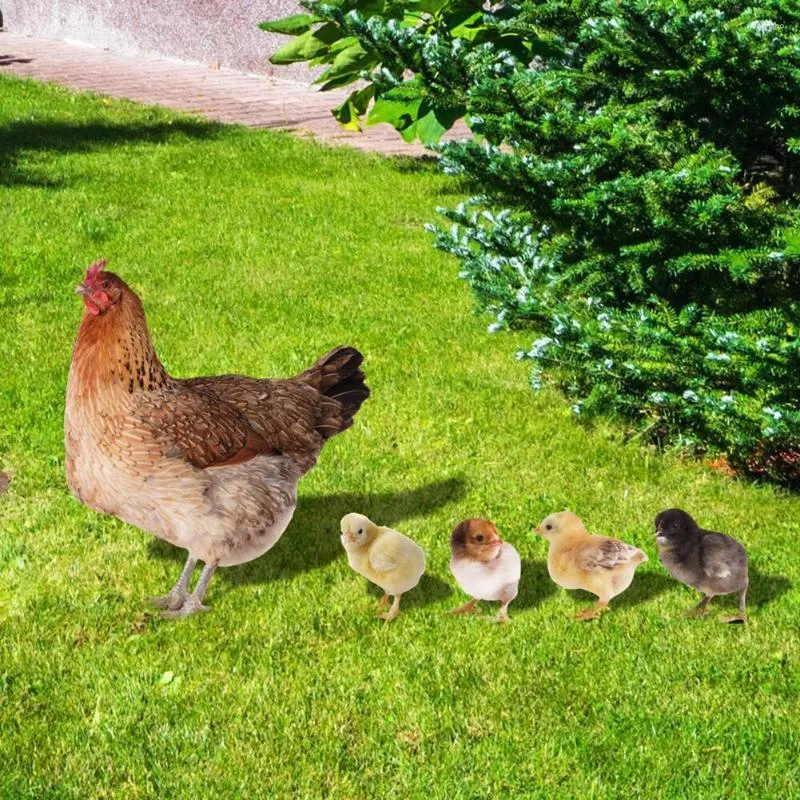 Décorations de jardin enjeux de poulet acrylique ornements réalistes du pieu de poussin enjoncs à double face artisanat d'art pour arrière-cour