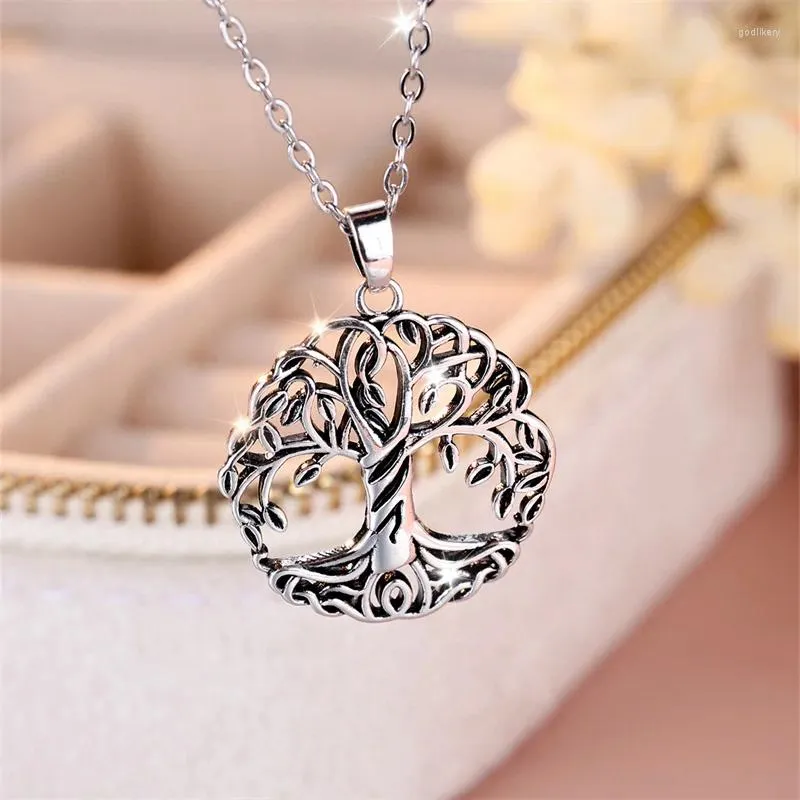 Pendant Necklaces Unisex Female Male Life Of Tree Clavicle For Women Men Do Old Antique Silver Color Plant Punk Party Jewelry