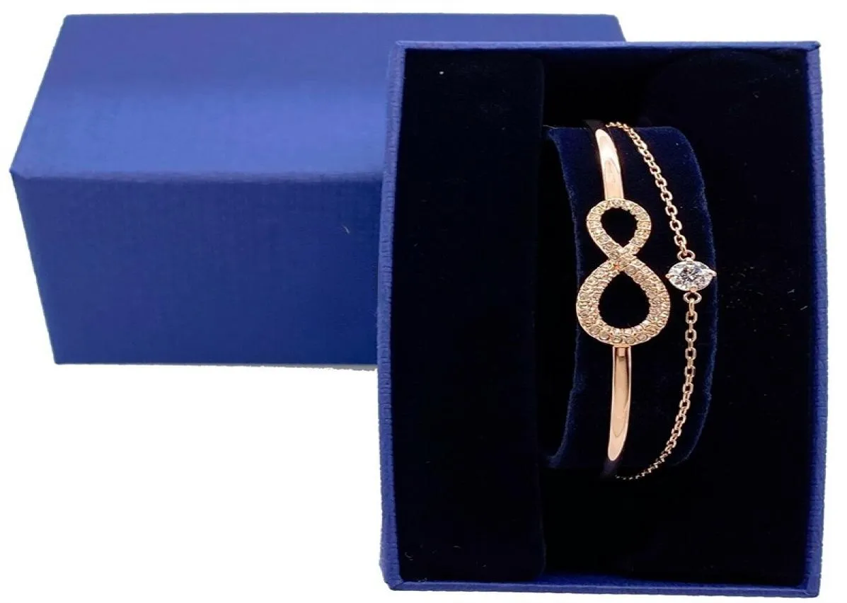 Lyxsmycken Evil Eye Chain Infinity Armband Charm Armband för kvinnor Män Par med logotyp Brand Box Crystal Bangle Birthday Present 55188717585085