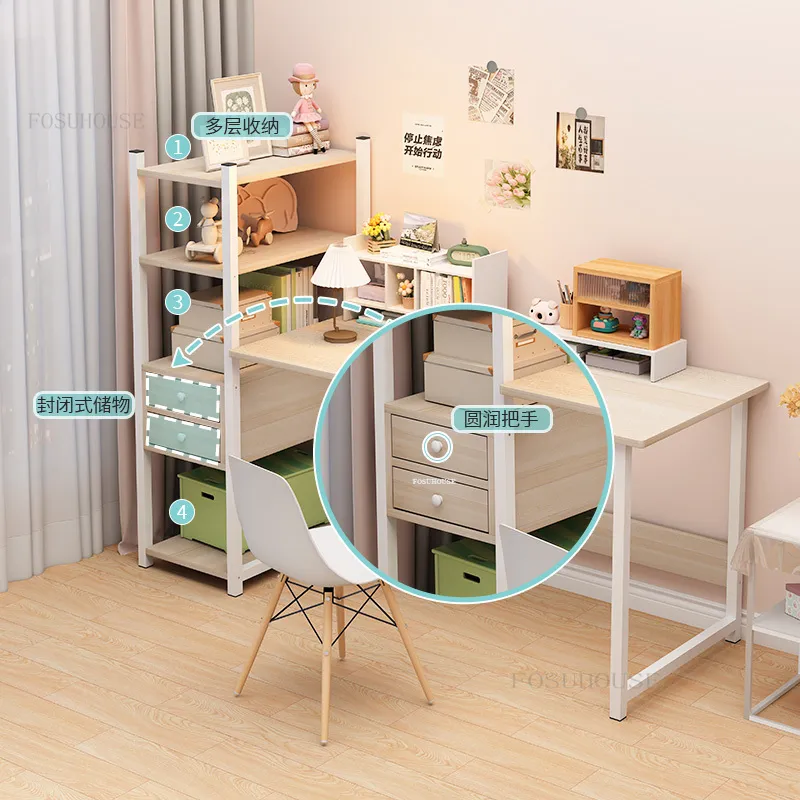 Simple Bookshelf Integrated Home Office Desk Student Desk Gamer Table