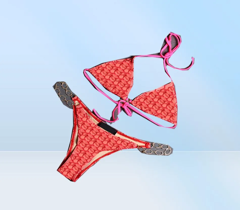 Sexy bikini set zomer dames strand badmode mode veter riem gebreide badpak metalen buckle zwemsuits5420891