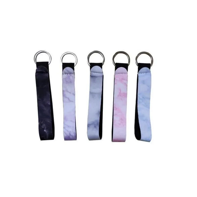 Keychains Lanyards 29 Styles Armband Floral Tryckt Key Chain Neoprene Ring Wristlet Keychain Party Favor 300 st Ship Drop Delive DHWCJ