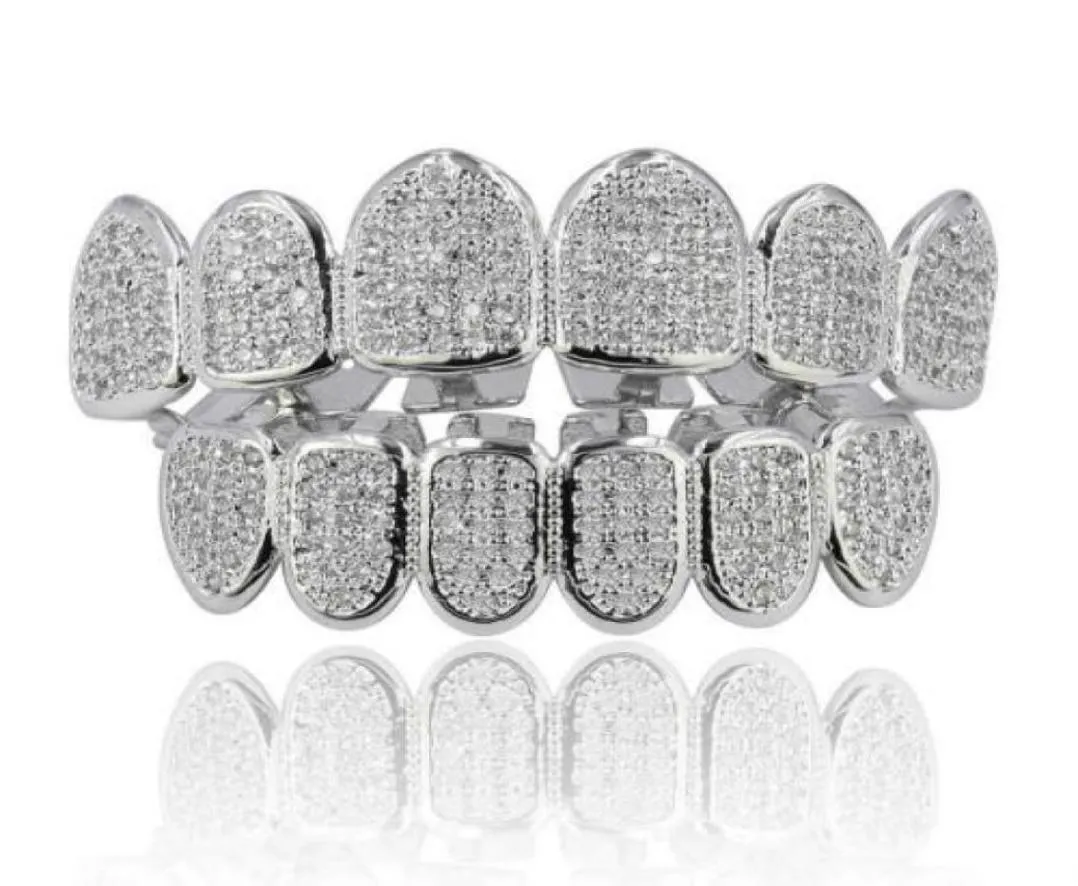 Enkele tandgrill Diamant Braces Vampire Tanden Hip Hop Persoonlijkheid Tanden Goud Zilver Tanden Vrouwers Dental Grills Jewelry652637447