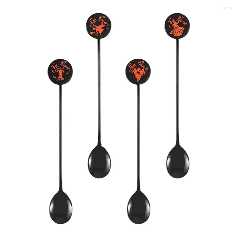 Coffee Scoops 4 PCS Halloween Spoon Portables Portables Metal Inexless Steel Scoop Pumpkin Kitchen Supplies