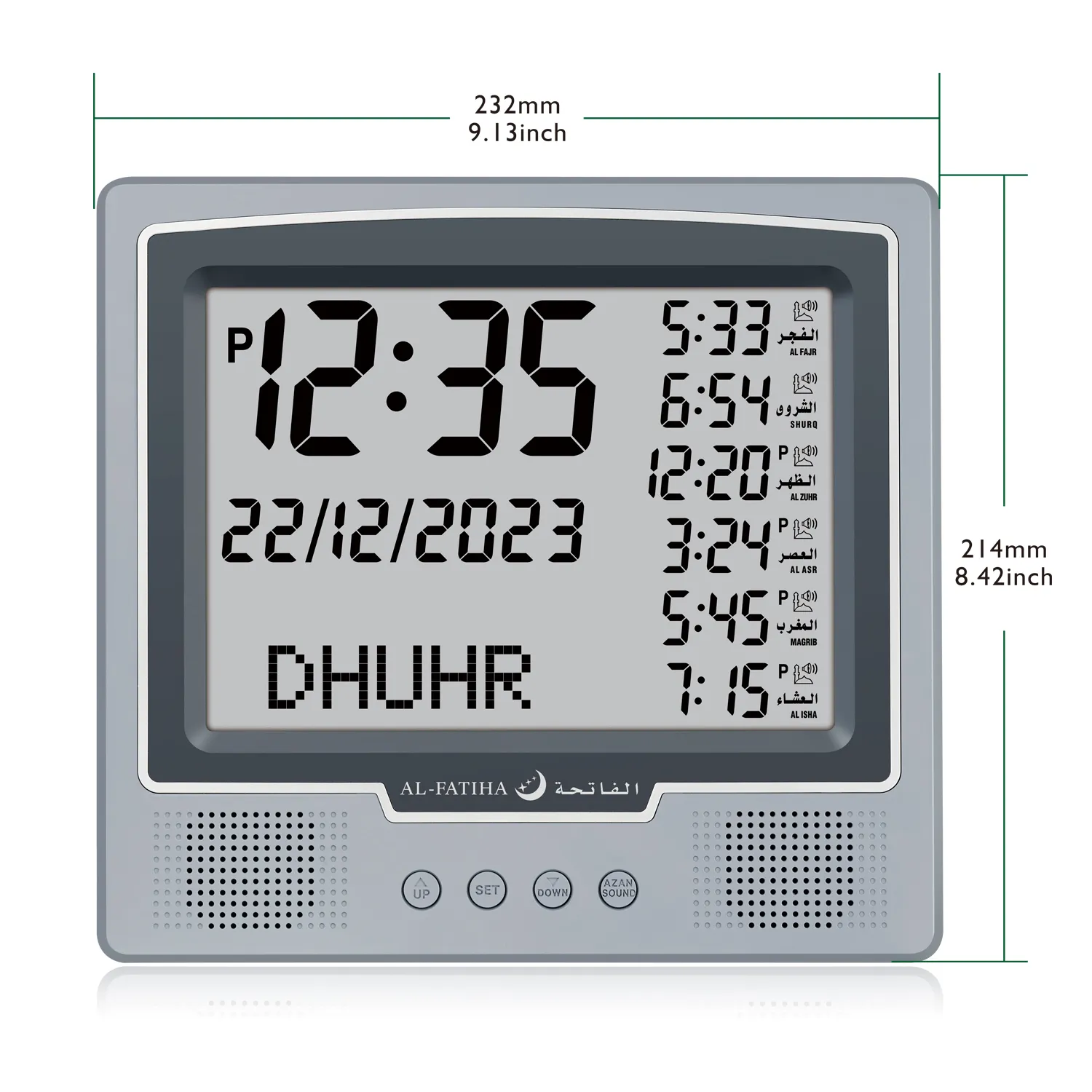 Watch With Arabic Dial Digital Timepiece: Prayer Alarm, Calendar Display,  Lightweight for Daily Use