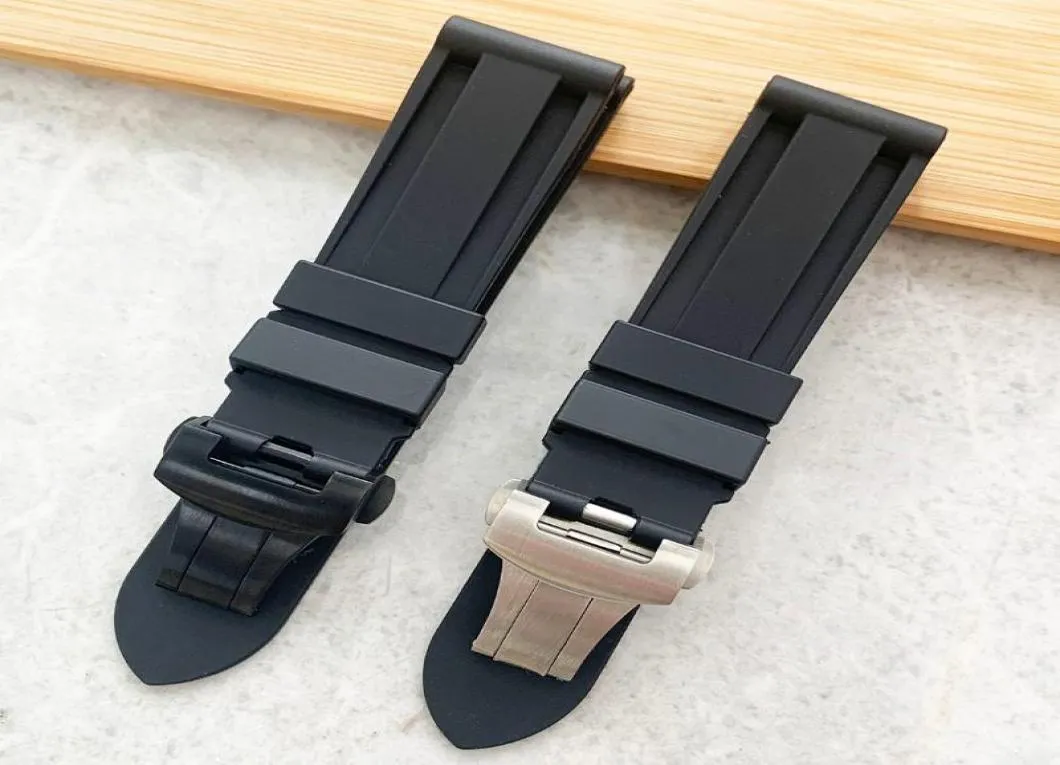 شاهد نطاق نطاقات PAM 111 441 TPU Rubber Silicone 22 24 26 مم إكسسوارات حزام قابلة للطي السوار Clasp Watchband3155613