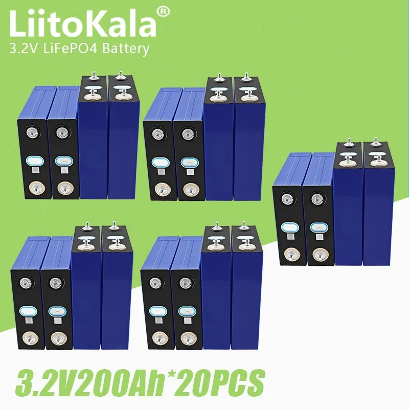 20pcs liitokala 3.2v 200ah lifepo4 حزمة البطارية البطارية العميقة لبطارية EV RV Boat Motor Golf Cart System Solar System