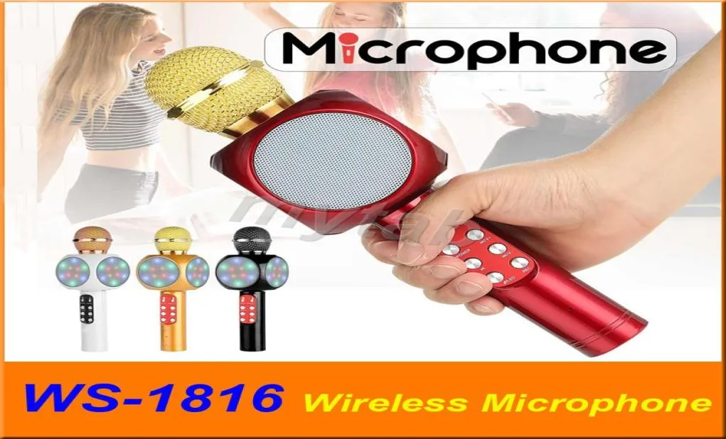 WS1816 Handheld KTV sem fio Microfone Bluetooth HiFi KTV com alto -falante Mic Mic Handheld Loudspeaker Portable Karaoke Player 9299556