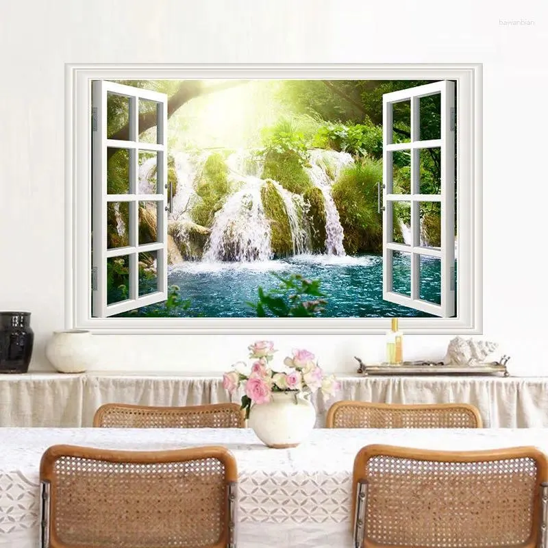 Naklejki okienne Naturalne scenerie Fałsz PVC PVC Walkalna naklejka do salonu do sypialni dom samoprzylepny tło