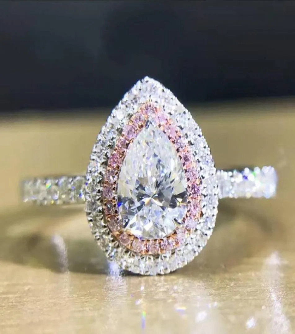 Victoria Wieck Luxury Jewelry Pure 100 925 STERLLING Silver Drop Water White Topaz CZ Diamond Gemstones Women Wedding Band Ring F1155248
