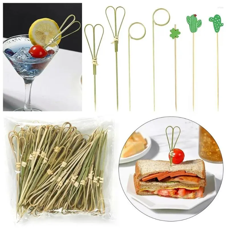 Forks Household Party Decoration Stick Cocktail Kitchen & Bar Toothpick Art Flower Fruit Bamboo