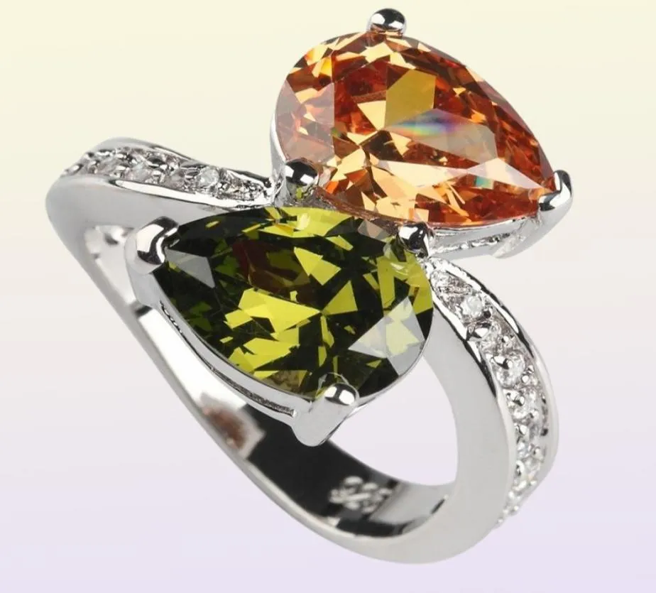 Shunxunze Big S Wedding Rings Jewellery for Women Pink Red Peridot Morganite Blue Yellow Cubic Zirconia Rhodium 9503651