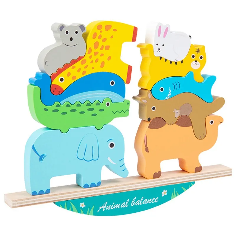 Wooden Animal Blocks Stacking Toy for Toddlers, Fine Motor Skills ...