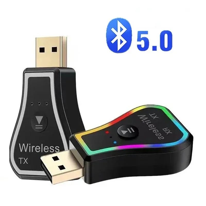 2024 3 in 1 Receiver Transmitter Bluetooth 5.0 Stereo Audio Adapter 3.5 mm AUX RCA USB Jack Wireless Adapter for TV PC Car Kit Bluetooth 5.0