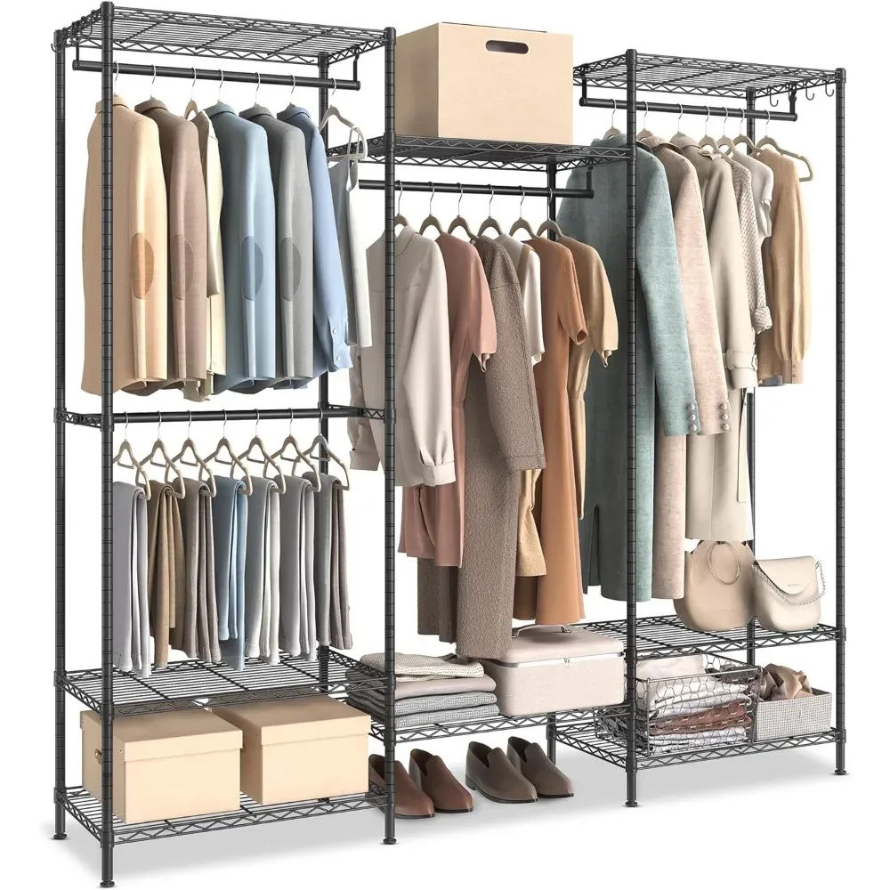 Section Rack For Clothes SONGMICS Heavy-Duty clothes drying rack with Adjustable Storage Shelves ...