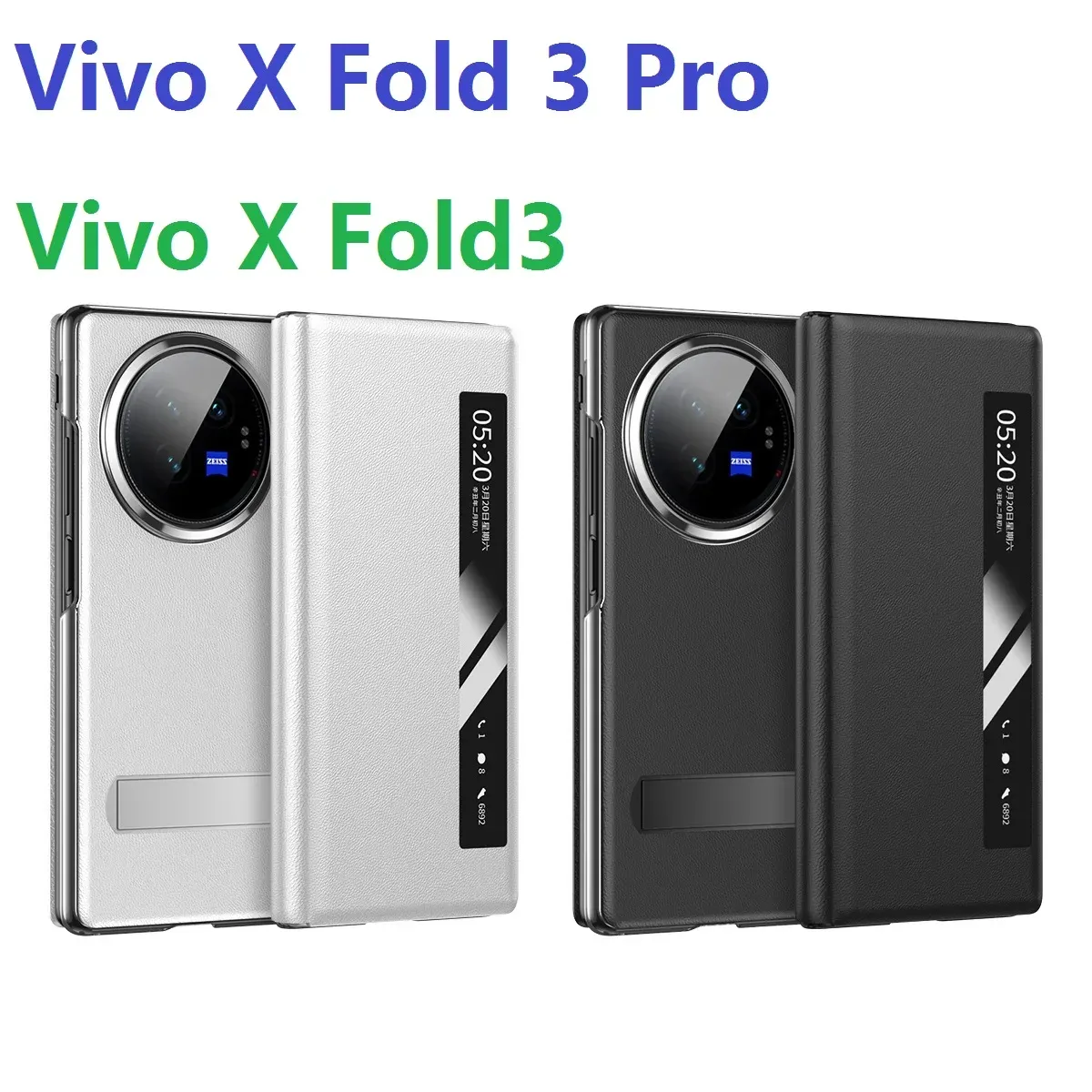 Couro fino para Vivo x dobra 3 Pro Case Flip Book View Windows Stand cobertura de proteção de cobertura completa Tampa de proteção