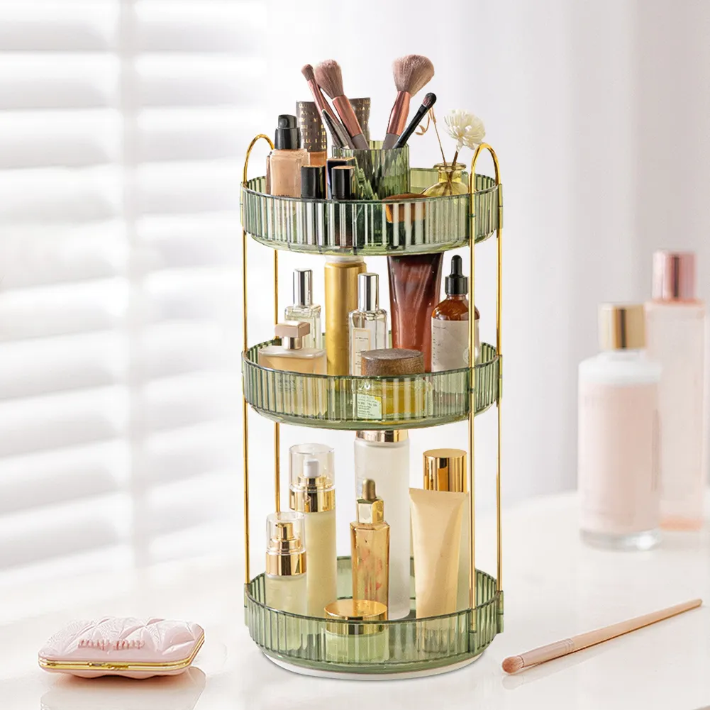 Beauty Table Rack 360° Rotating Makeup Organiser Rack Large Capacity Makeup Spinning Rack ...