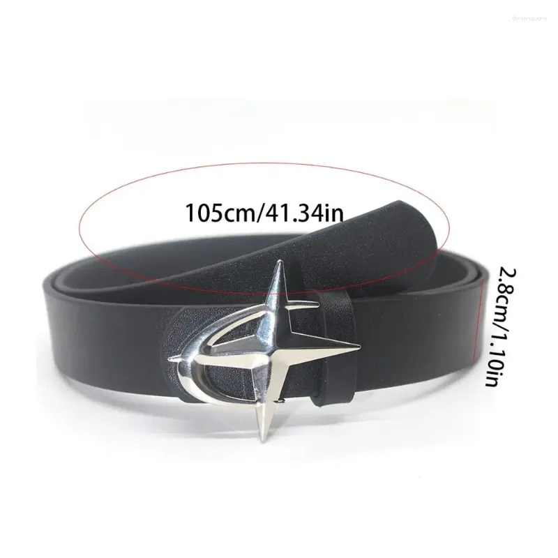 DHgate.com:Y2K Metal Cross Star Buckle PU Leather Belt