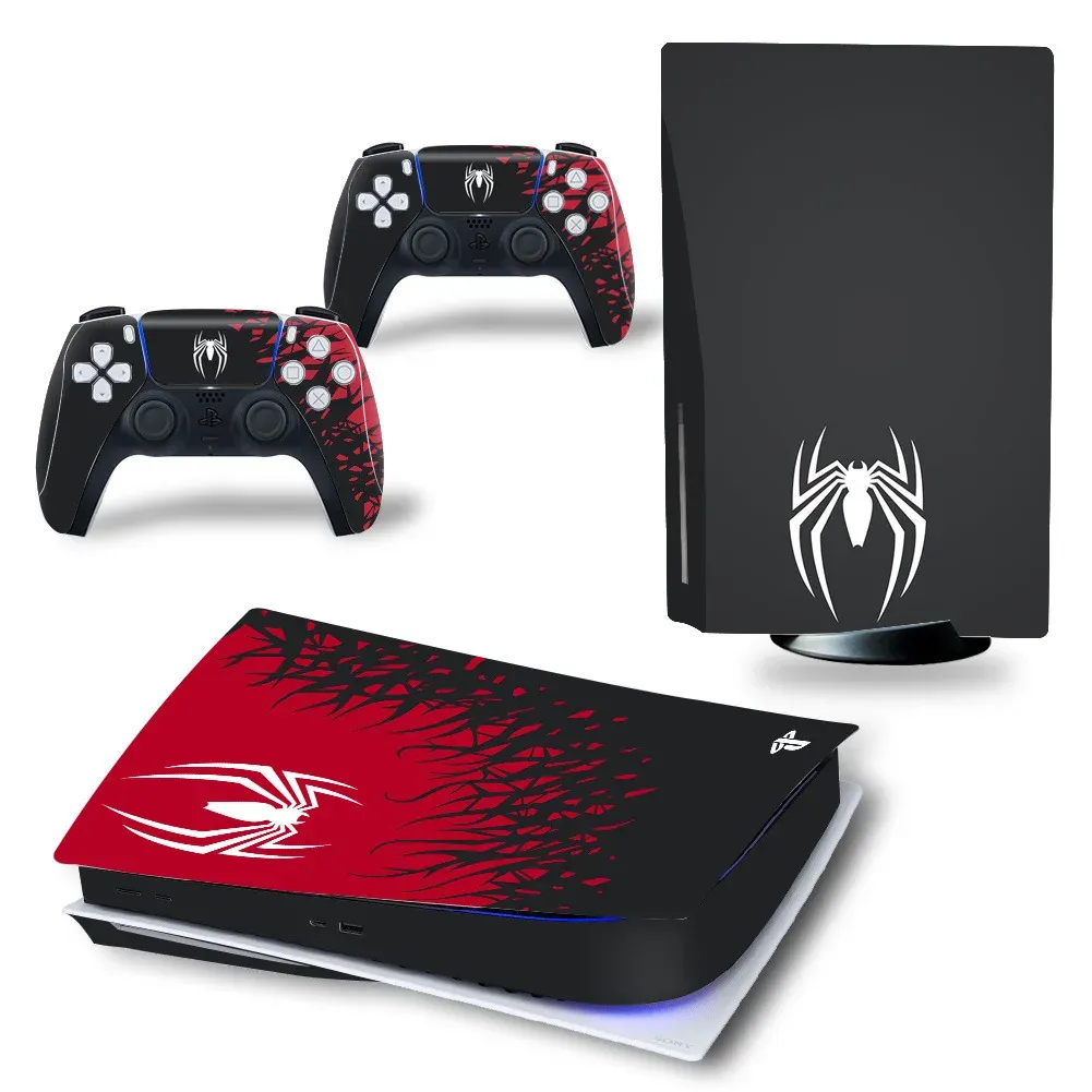 Accessoires pour PS5 PlayStation 5 Console and Controllers Sticker Vinyl Sticker Durable Skin Decal Cover Film Protective Film Scratch résistant Spider