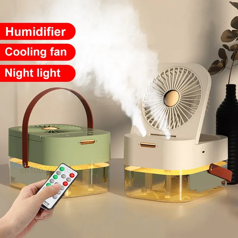 Luftfuktare Ny fläktfuktare bärbar fläkt luftkylare luftfuktare USB -fläkt skrivbordsfläkt med nattljus för sommarhemsapparat