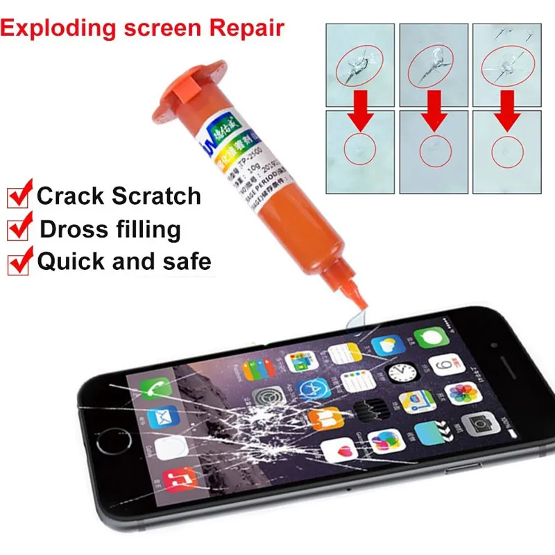 Kit De Réparation écran Téléphone - Colle UV, Bande, Lampe - Universel - Neuf Sous Blister